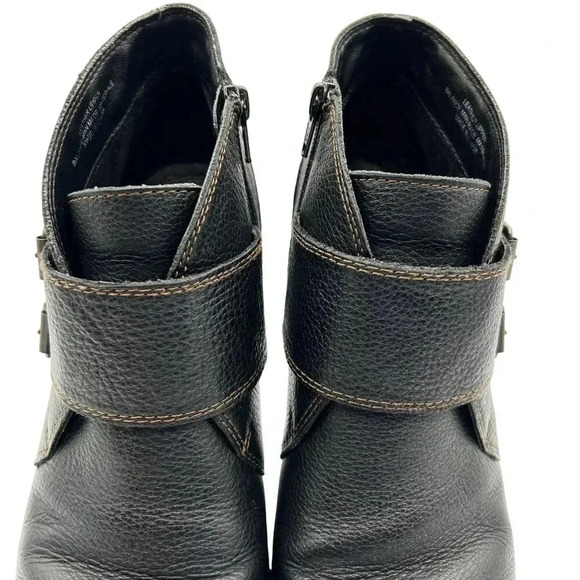 BOC Born Concept Womens10 Brown Pebbled Leather Double Buckle Heeled Zip Bootie - Picture 8 of 16